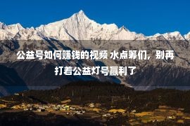 公益号如何赚钱的视频 水点筹们，别再打着公益灯号赢利了