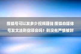 搜狐号可以发多少视频赚钱 搜狐自媒体号发文法则你领会吗？别没有严慎被封号！