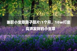 兼职小生意路子图片:1个月，10w打底，闷声发财的小生意