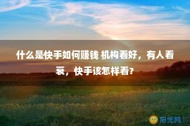 什么是快手如何赚钱 机构看好，有人看衰，快手该怎样看？