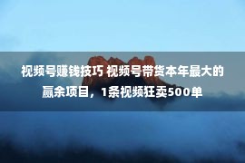 视频号赚钱技巧 视频号带货本年最大的赢余项目，1条视频狂卖500单