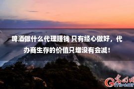 啤酒做什么代理赚钱 只有经心做好，代办商生存的价值只增没有会减！