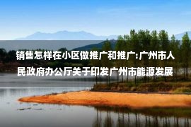 销售怎样在小区做推广和推广:广州市人民政府办公厅关于印发广州市能源发展“十四五”规划的通知