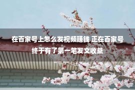 在百家号上怎么发视频赚钱 正在百家号终于有了第一笔发文收益