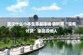 武汉什么小本生意最赚钱 请别用“没有讨厌”来捣毁他人