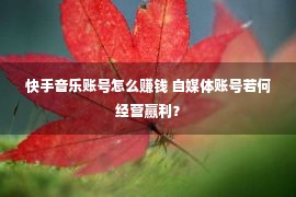 快手音乐账号怎么赚钱 自媒体账号若何经营赢利？