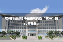 衣哥抖音赚钱 小童重度烫伤 “衣哥”捐30万元救人