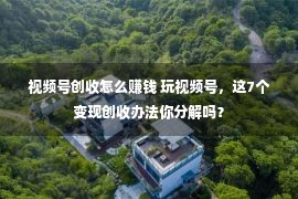 视频号创收怎么赚钱 玩视频号，这7个变现创收办法你分解吗？