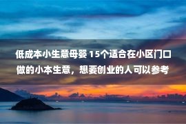 低成本小生意母婴 15个适合在小区门口做的小本生意，想要创业的人可以参考一下！