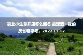 副业小生意开店怎么起名 梁潇洒：我的反省和思考。2022.11.12