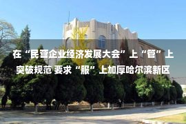 在“民营企业经济发展大会”上“管”上突破规范 要求“服”上加厚哈尔滨新区民营经济发展沃土