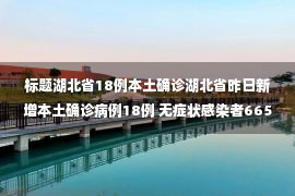 标题湖北省18例本土确诊湖北省昨日新增本土确诊病例18例 无症状感染者665例