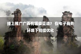 线上推广广西有哪些渠道？ 在电子商务环境下持续优化