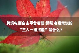 跨境电商自主平台启博:跨境电商常说的“三人一组接触”是什么？