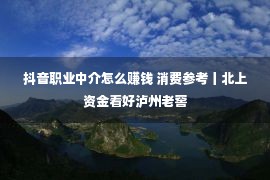 抖音职业中介怎么赚钱 消费参考丨北上资金看好泸州老窖