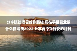 分享赚钱项目给你赚钱 现在手机副业做什么能赚钱2022 分享两个挣钱快的赚钱软件