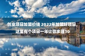 创业项目加盟价钱 2022年加盟好项目，这里有个项目一年让你多赚30