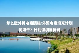 怎么做外贸电商赚钱:外贸电商填充计划何如干？计划谋划目标篇