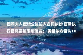 团购夫人蛋坛公寓陷入合同纠纷 首席执行官高靖被限制消费； 黄圣依方否认10万坑位费只卖10个保温杯  马斯克警告首席执行官们 不要看财务报表和PPT