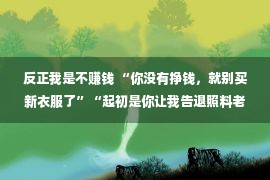 反正我是不赚钱 “你没有挣钱，就别买新衣服了”“起初是你让我告退照料老人的”