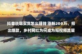 抖音说唱买货怎么赚钱 涨粉200万、频出爆款，乡村网红为何成为短视频流量新宠？