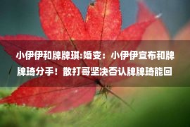 小伊伊和牌牌琪:婚变：小伊伊宣布和牌牌琦分手！散打哥坚决否认牌牌琦能回归的传闻