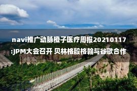 navi推广动脉橙子医疗周报20210117:JPM大会召开 贝林格殷格翰与谷歌合作量子计算支持新药开发