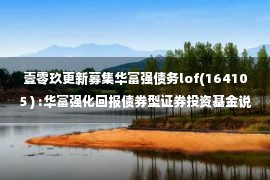 壹零玖更新募集华富强债务lof(164105 ) :华富强化回报债券型证券投资基金说明书