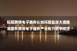 标题跨境电子商务认知问题盐渎大道精准服务跨境电子商务产业助力数字经济发展