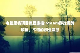 电脑赚钱项目流程表格:Steam游戏搬砖项目，不错的副业兼职