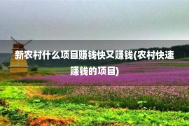 新农村什么项目赚钱快又赚钱(农村快速赚钱的项目)