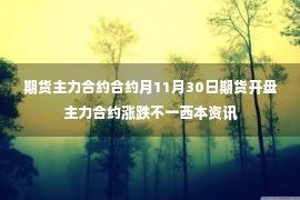 期货主力合约合约月11月30日期货开盘主力合约涨跌不一西本资讯