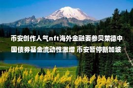 币安创作人气nft海外金融要参贝莱德中国债券基金流动性激增 币安暂停新加坡部分产品 极端天气造成经济损失达3.6万亿美元