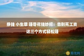 挣钱 小生意 赚零花钱妙招：告别死工资 这三个方式轻松赚