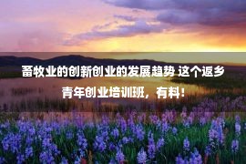 畜牧业的创新创业的发展趋势 这个返乡青年创业培训班，有料！