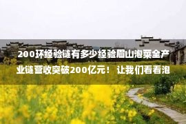 200环经验链有多少经验眉山泡菜全产业链营收突破200亿元！ 让我们看看泡菜是如何“沉浸”在新的未来里的