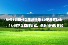 负债8万做什么生意赚钱 30岁没有处事，3万资本想自身创业，稳赚没有赔的买卖能做甚么呢？