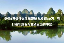 负债8万做什么生意赚钱 从负债30万，到打造年薪百万主动支出的事业