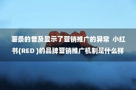 薯条的普及显示了营销推广的异常  小红书(RED )的品牌营销推广机制是什么样的？