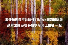 海外短视频平台软件TikTok嘀嘀国际版 政府出资 从零开始学习 马上报名 一起赚钱！