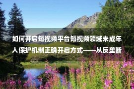 如何开启短视频平台短视频领域未成年人保护机制正确开启方式——从反垄断角度展�