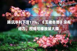  腾讯净利下滑17%，《王者名誉》没有给力，视频号播放量大增