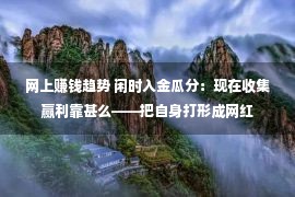 网上赚钱趋势 闲时入金瓜分：现在收集赢利靠甚么——把自身打形成网红