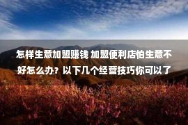 怎样生意加盟赚钱 加盟便利店怕生意不好怎么办？以下几个经营技巧你可以了解一下！