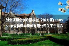 创业项目企划方案模板 宁波方正(300998):安信证券股份有限公司关于宁波方正汽车模具股份有限公司2022年度向特定对象发行股票之上市保荐书