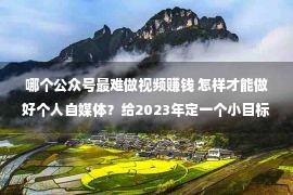 哪个公众号最难做视频赚钱 怎样才能做好个人自媒体？给2023年定一个小目标，公众号涨粉2000，这个目标应该不难吧？