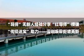 “导师”无新人经验分享“红导师”授课“传经送宝”助力——深圳坂田街道两新党组织“红领工作室”发展“双创”经验交流分享会3354中国新闻网广东