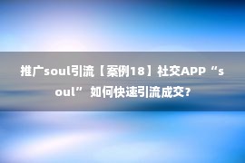 推广soul引流【案例18】社交APP“soul” 如何快速引流成交？