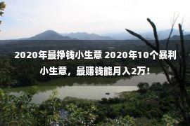 2020年最挣钱小生意 2020年10个暴利小生意，最赚钱能月入2万！