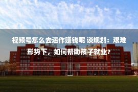 视频号怎么去运作赚钱呢 谈规划：艰难形势下，如何帮助孩子就业？